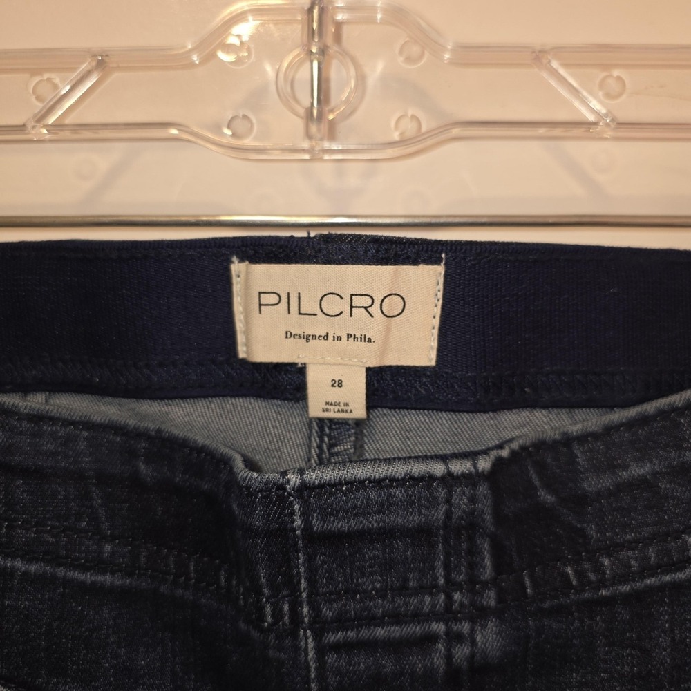 Pilcro Jeans Womens 28 Blue Mid Rise Flare Elastic Waist Stretch Boho Trendy - Picture 2 of 11